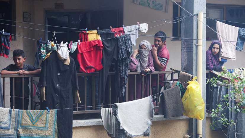 Site of an Israeli strike on a school sheltering displaced people, in Deir Al-Balah