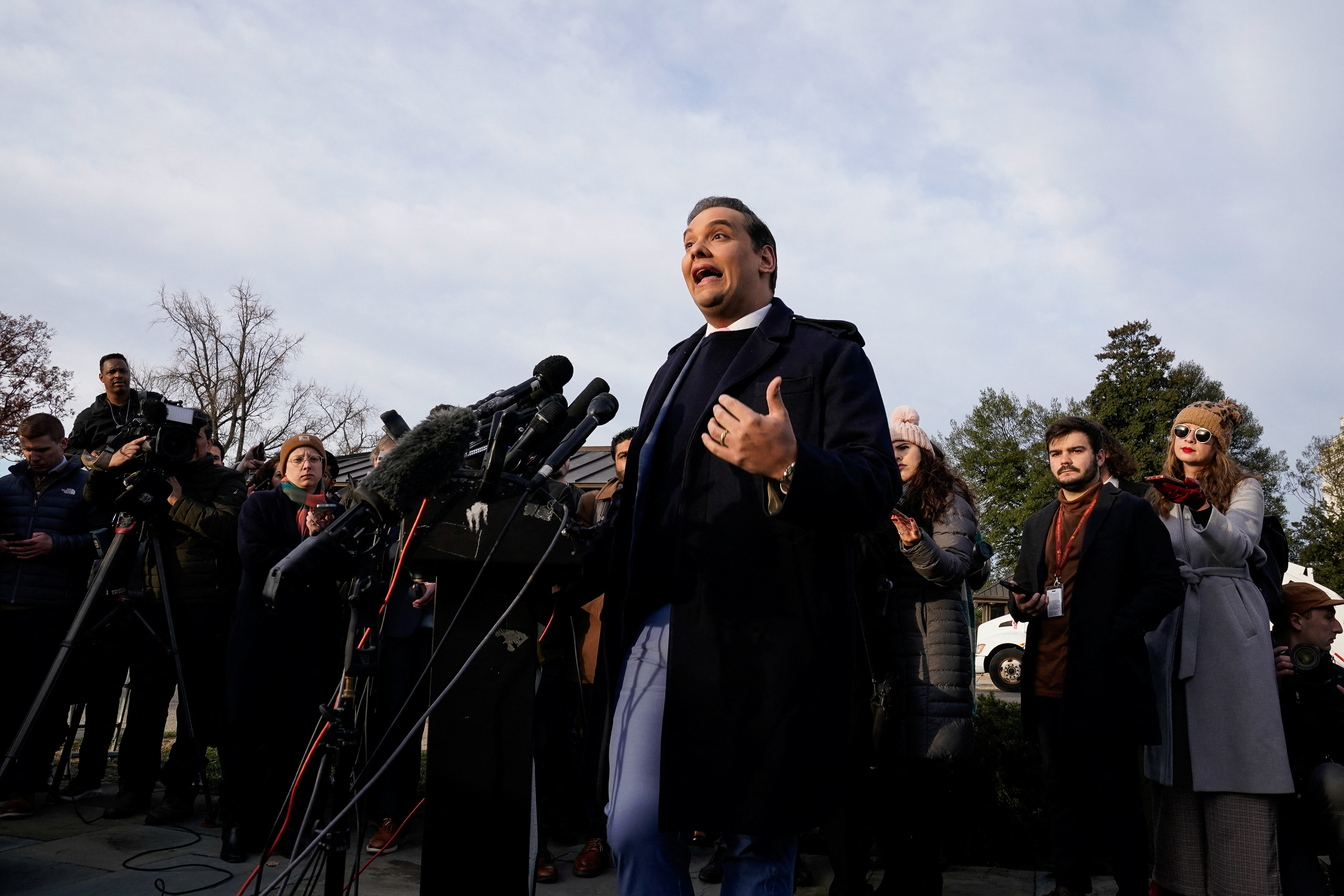 U.S. Rep. George Santos (R-NY) holds a press conference to address efforts to expel him from the House of Representatives