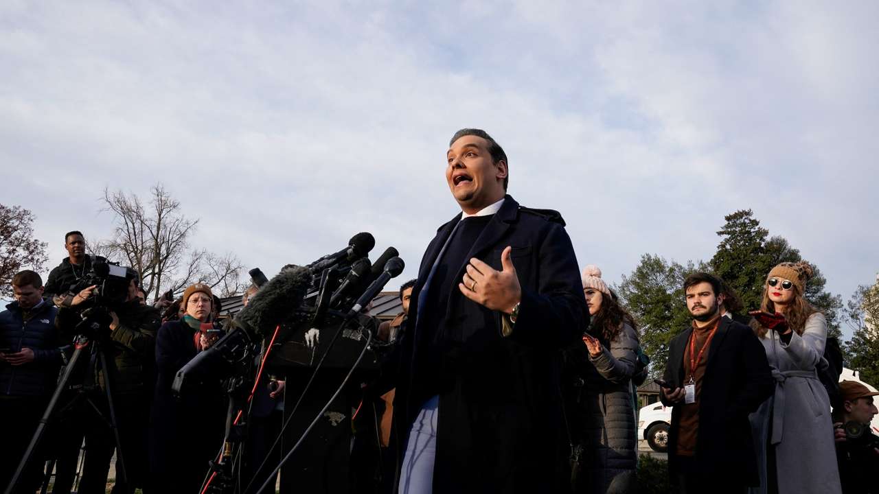 U.S. Rep. George Santos (R-NY) holds a press conference to address efforts to expel him from the House of Representatives