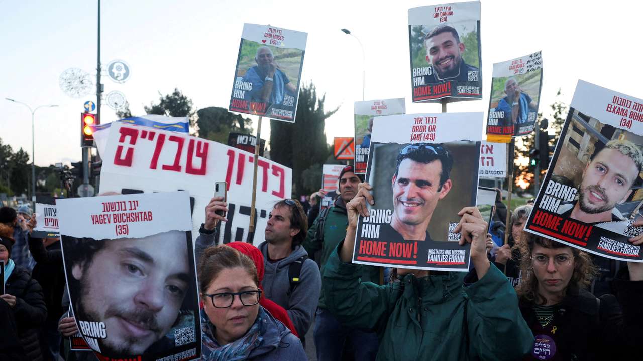 FILE PHOTO: Protest calling for a deal and the release of Israeli hostages held in Gaza, in Jerusalem