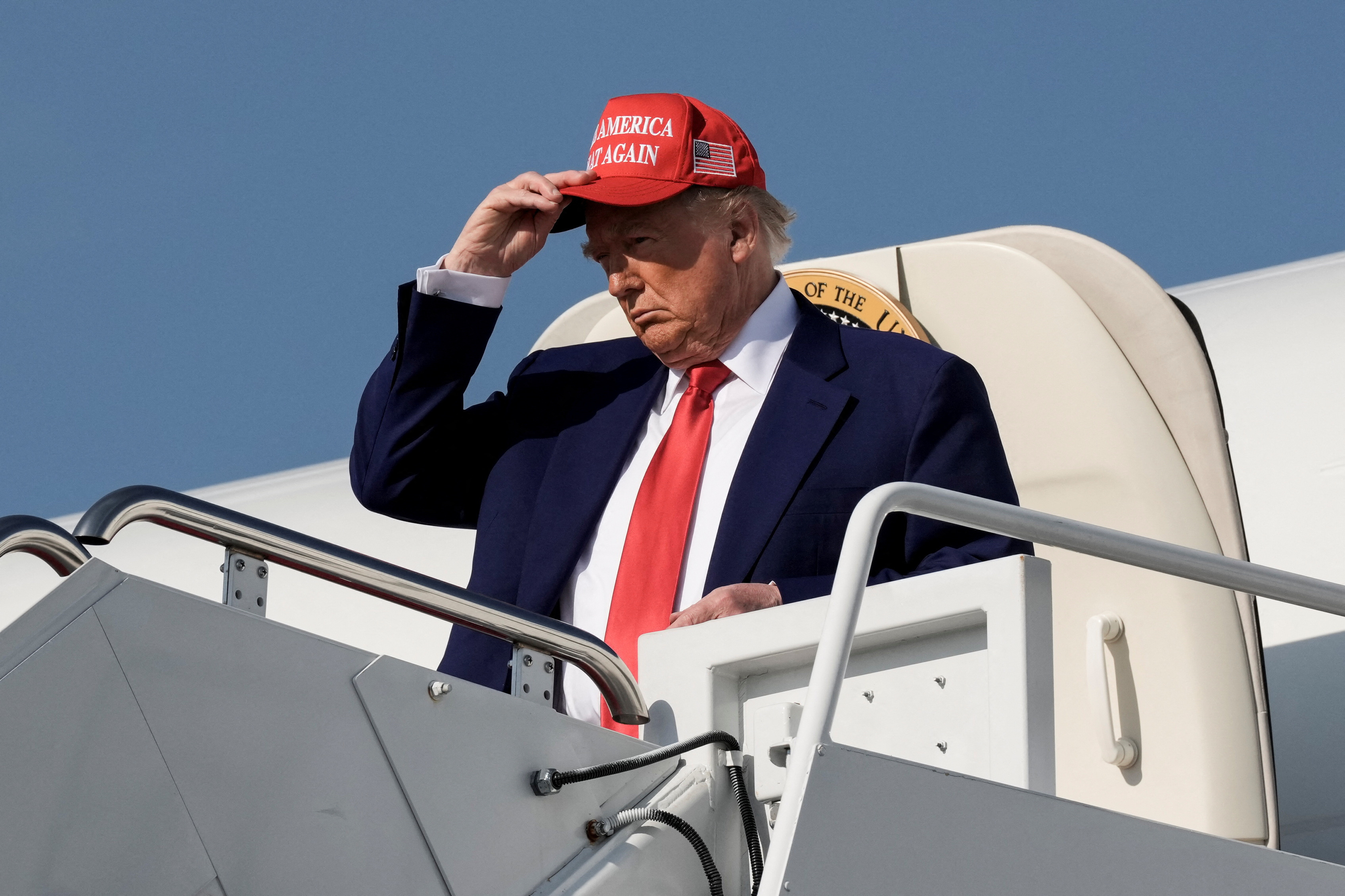U.S. President Donald Trump arrives at Joint Base Andrews