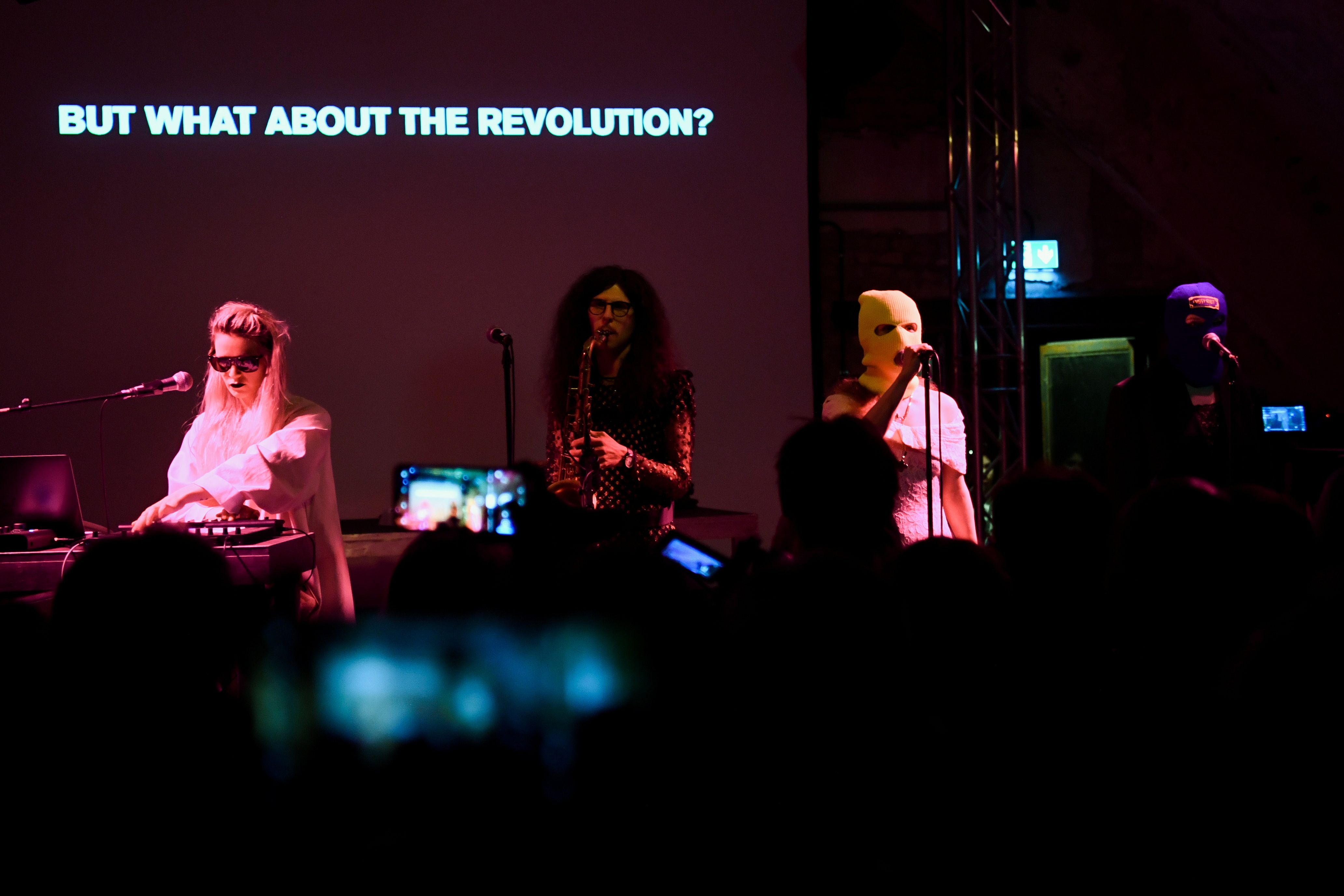 Russian music group Pussy Riot's anti-war concert tour, in Berlin
