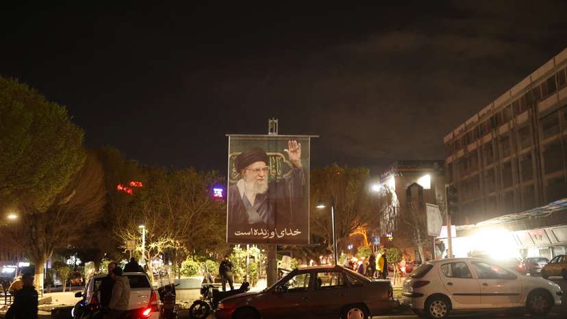 A banner of Iran's Supreme Leader Ayatollah Ali Khamenei on a street, in Tehran