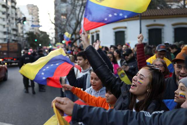 Venezuelans living in Argentina react during Venezuela's presidential election, in Buenos Aires