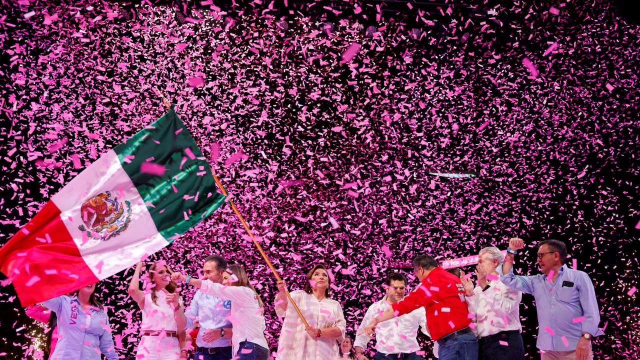 Mexico's opposition presidential candidate Xochitl Galvez closes her campaign, in Monterrey