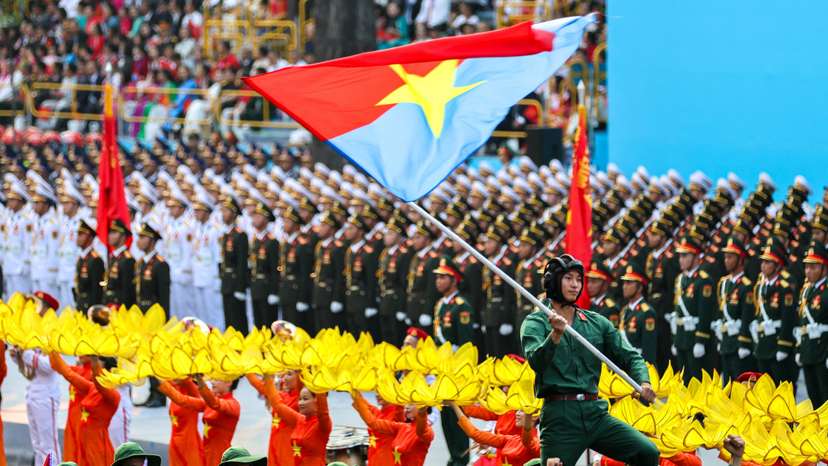 Parade to commemorate the 50th anniversary of the fall of Saigon, in Ho Chi Minh city