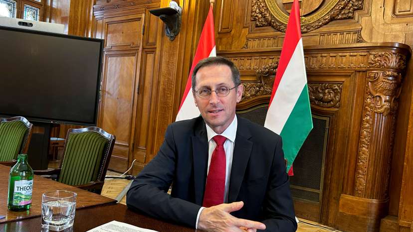 Hungarian Finance Minister Varga speaks during an interview with Reuters in Budapest