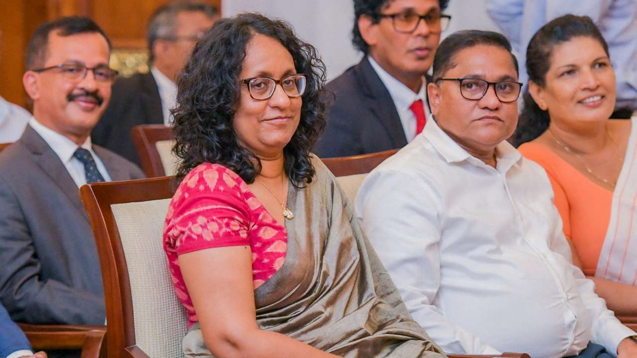 Sri Lankan Prime Minister Harini Amarasuriya is seen during her swearing-in ceremony, at the Presidential Secretariat, in Colombo
