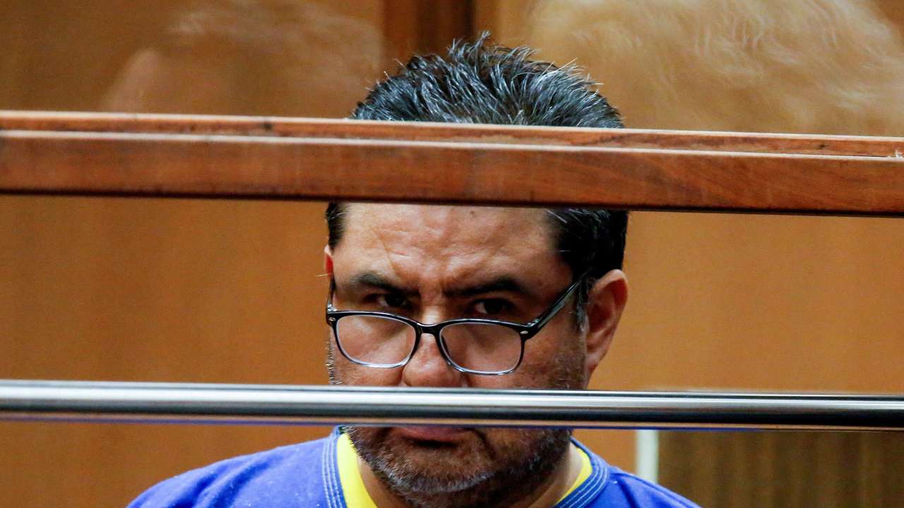 FILE PHOTO: Naason Joaquin Garcia, the head of a Mexican-based church estimated to have more than 1 million followers worldwide, appears in court in Los Angels