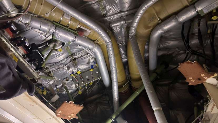 The interior of Singapore Airline flight SQ321 is pictured after an emergency landing at Bangkok's Suvarnabhumi International Airport