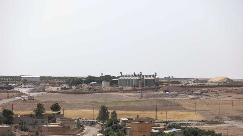 A view of the Tel Baydar US military base, recently evacuated by US forces, Hasaka