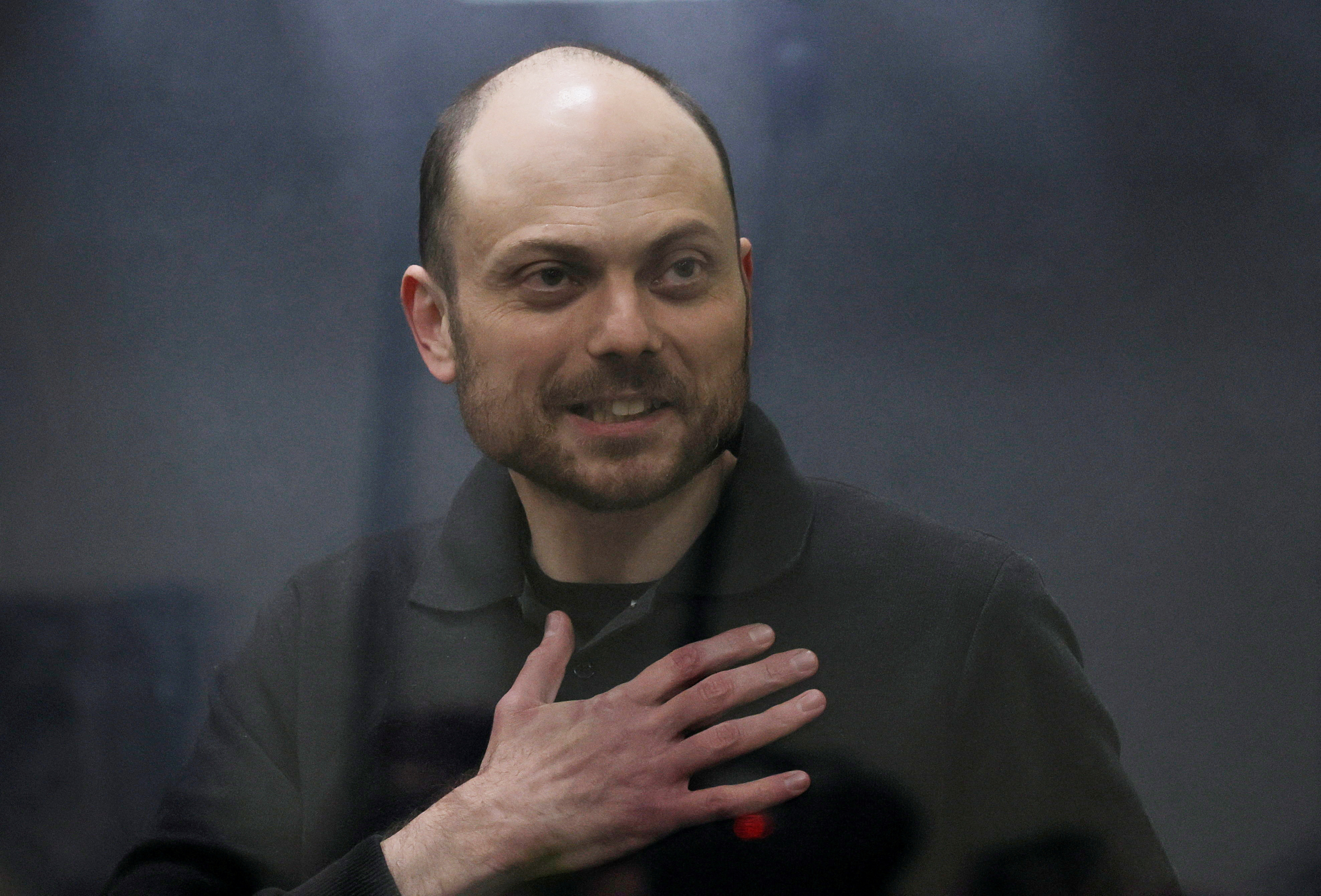 FILE PHOTO: Russian opposition figure Vladimir Kara-Murza attends a court hearing in Moscow