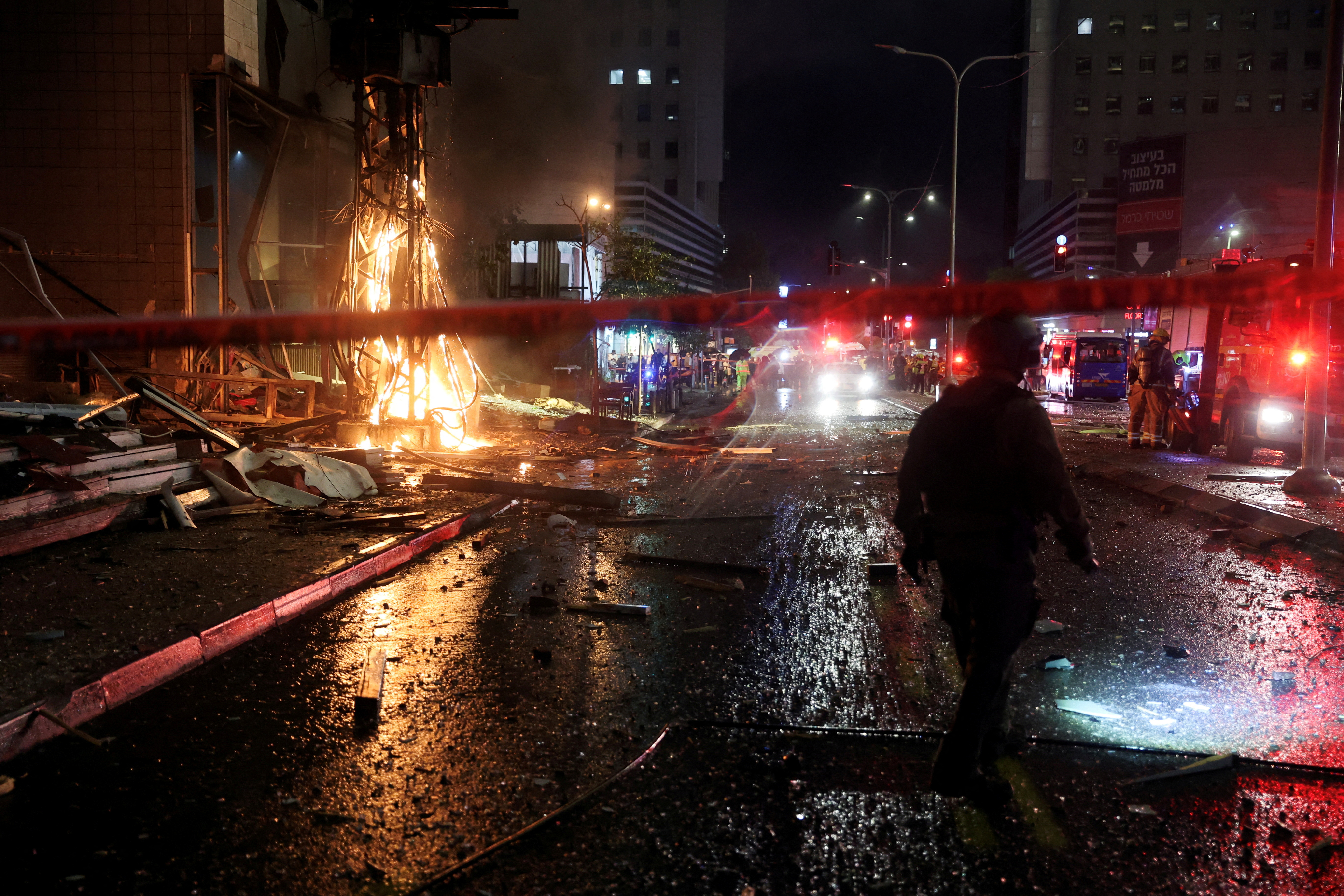 Damage following a rocket attack from Lebanon towards Israel in Ramat Gan