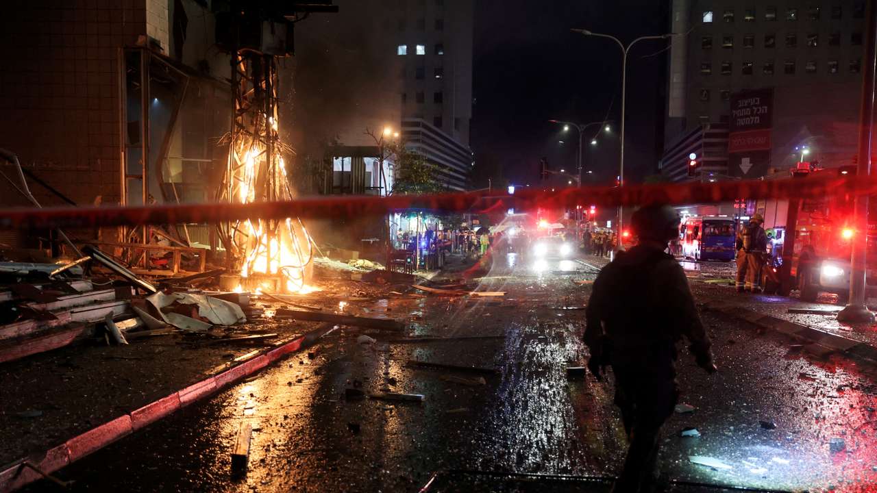 Damage following a rocket attack from Lebanon towards Israel in Ramat Gan