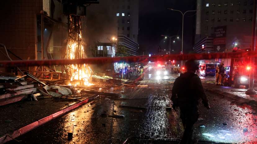 Damage following a rocket attack from Lebanon towards Israel in Ramat Gan