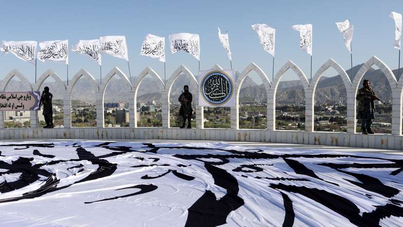 Taliban flag-raising ceremony in Kabul