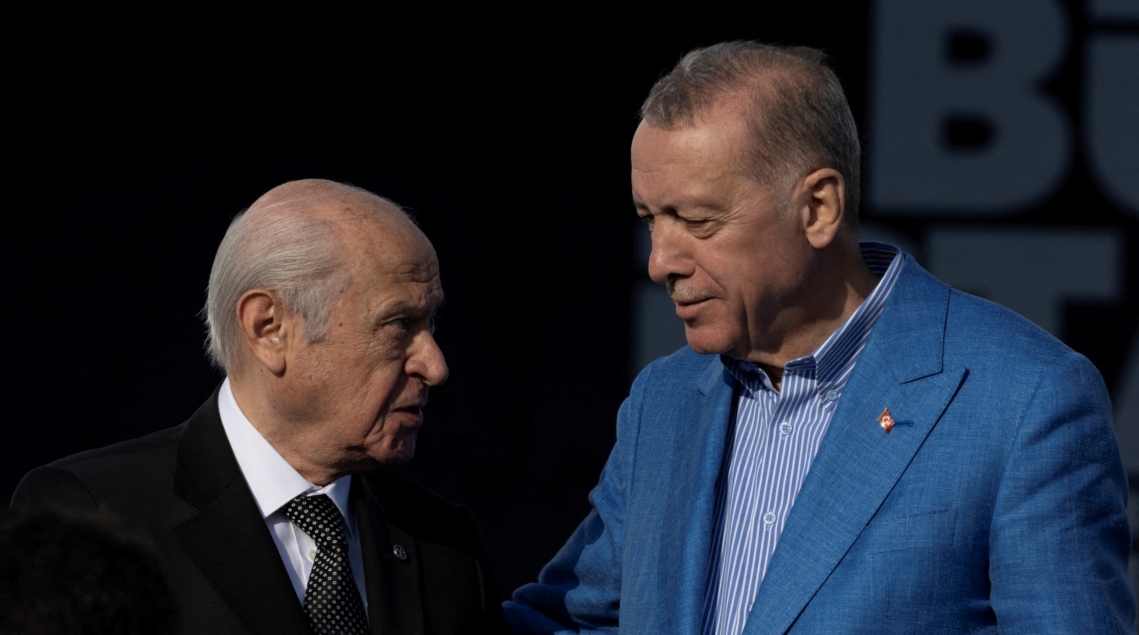 FILE PHOTO: Turkish President Erdogan holds an election rally in Istanbul