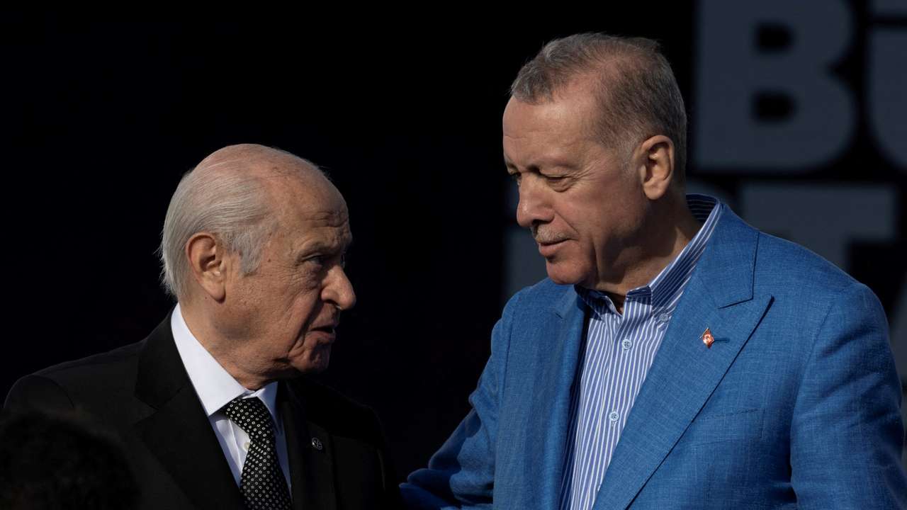 FILE PHOTO: Turkish President Erdogan holds an election rally in Istanbul