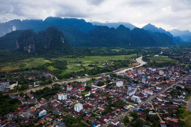 General view of Vang Vieng in Laos