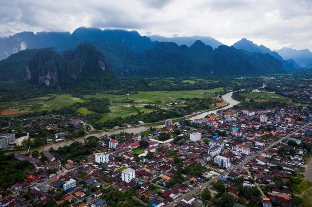 General view of Vang Vieng in Laos