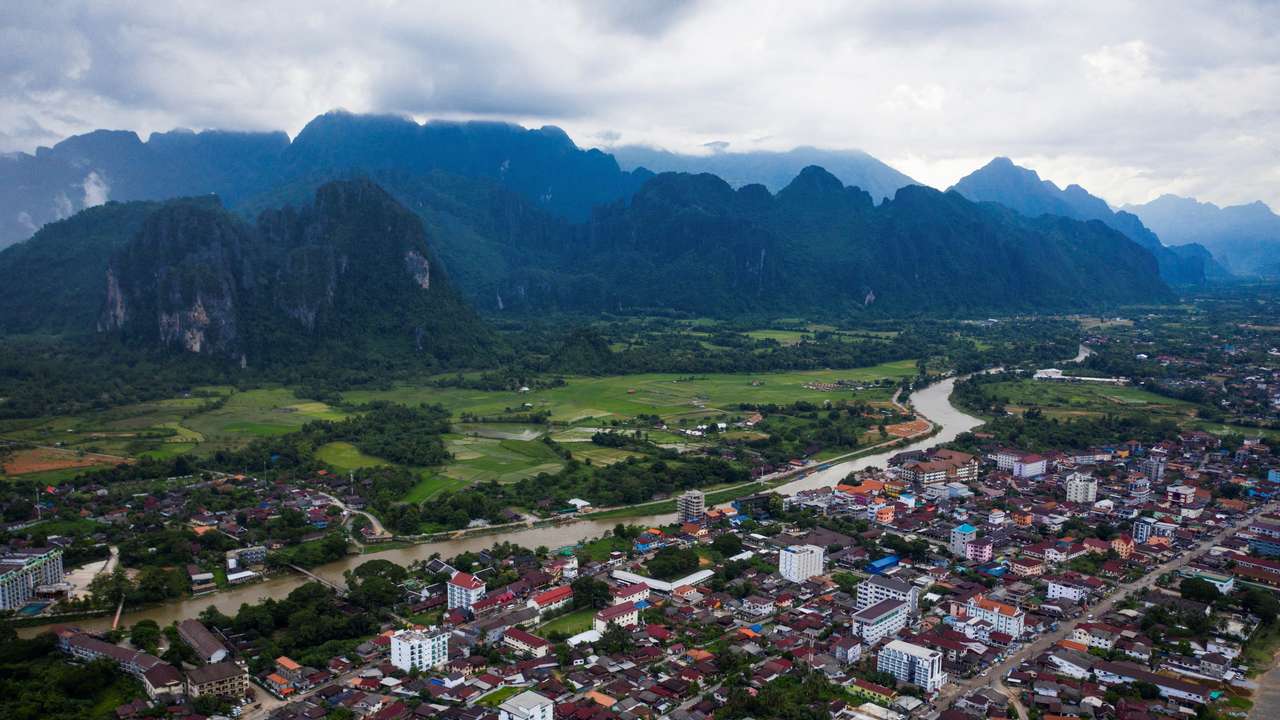 General view of Vang Vieng in Laos
