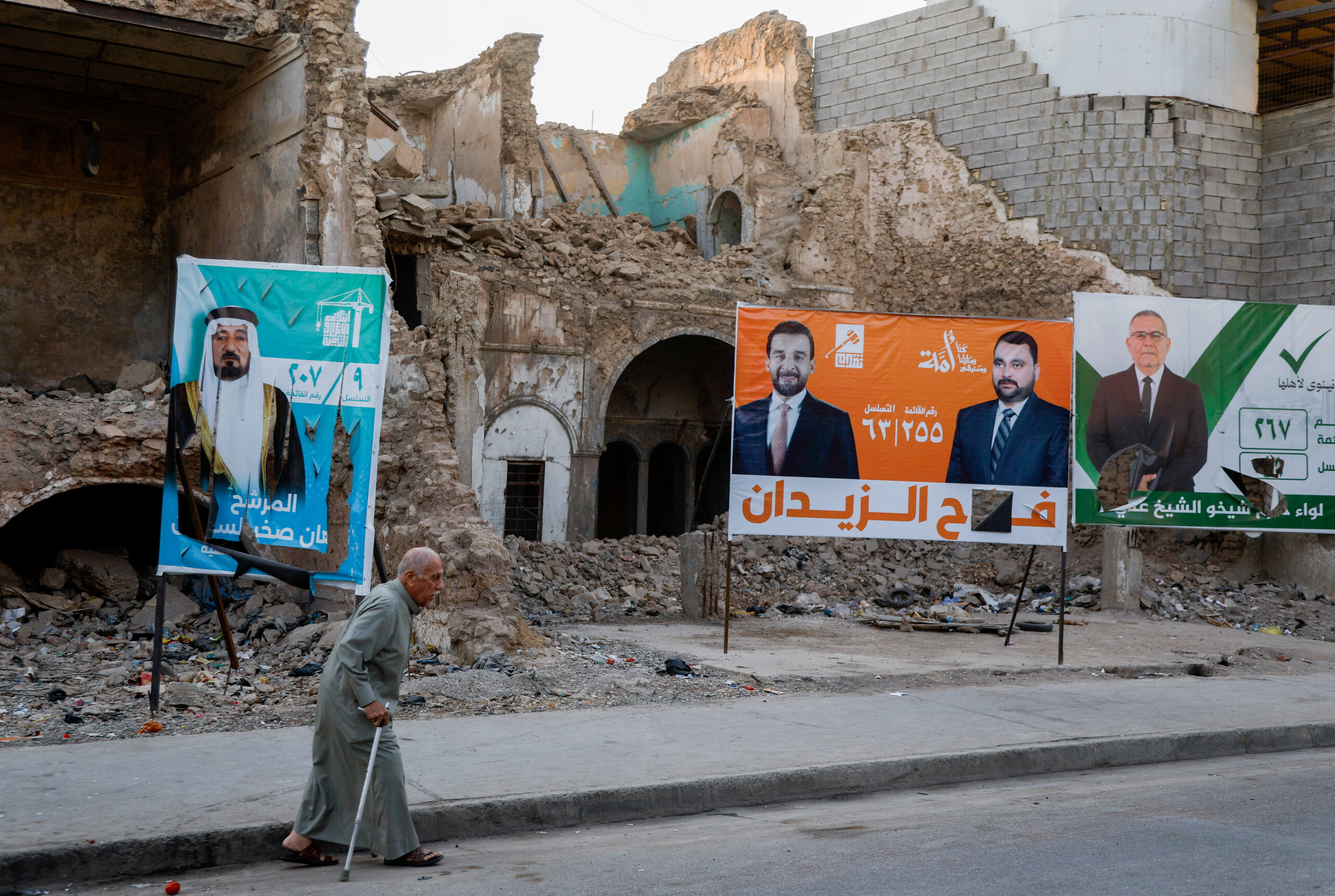 Campaign posters ahead of Iraqi parliamentary election, in Mosul