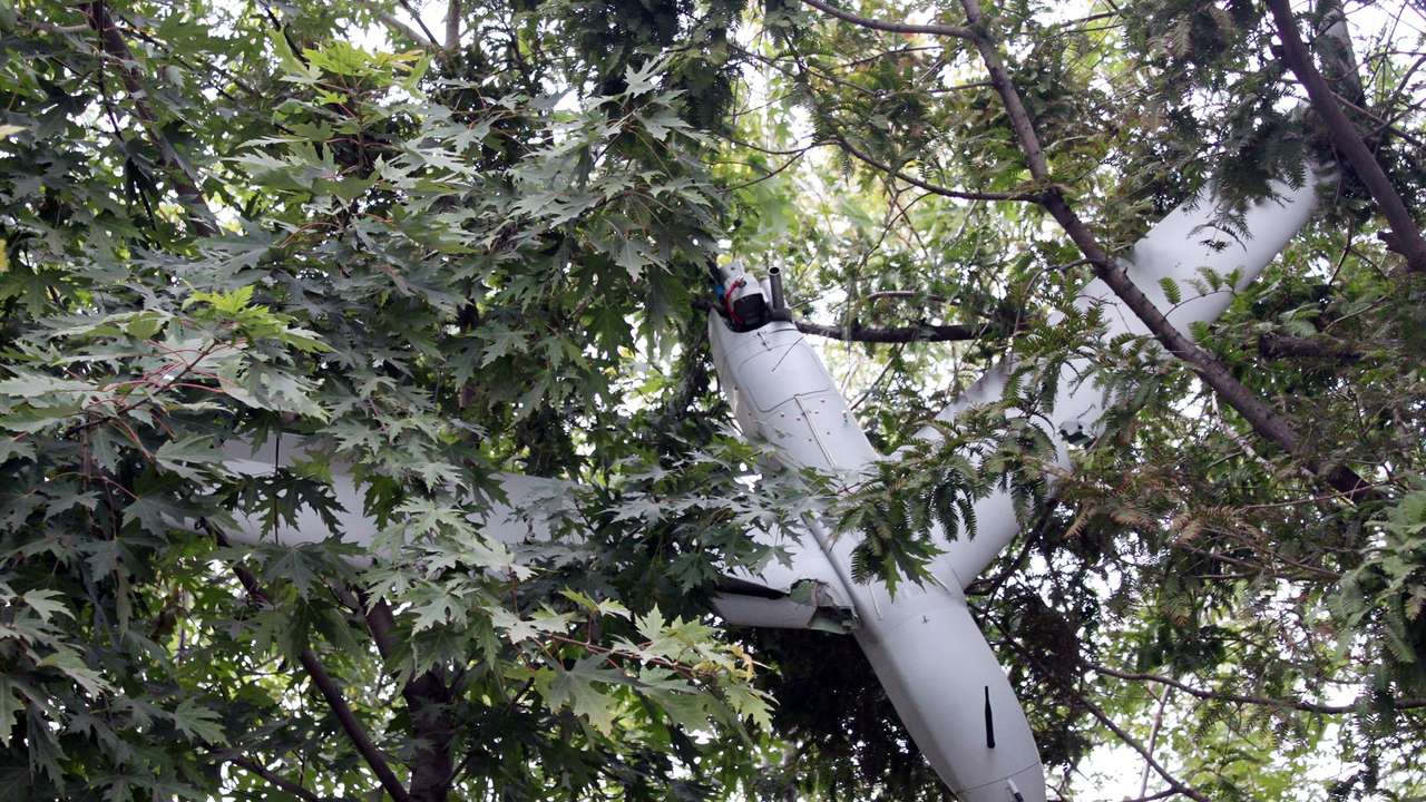 The remains of a crashed drone are shown in a photo released by North Korea's official Korean Central News Agency