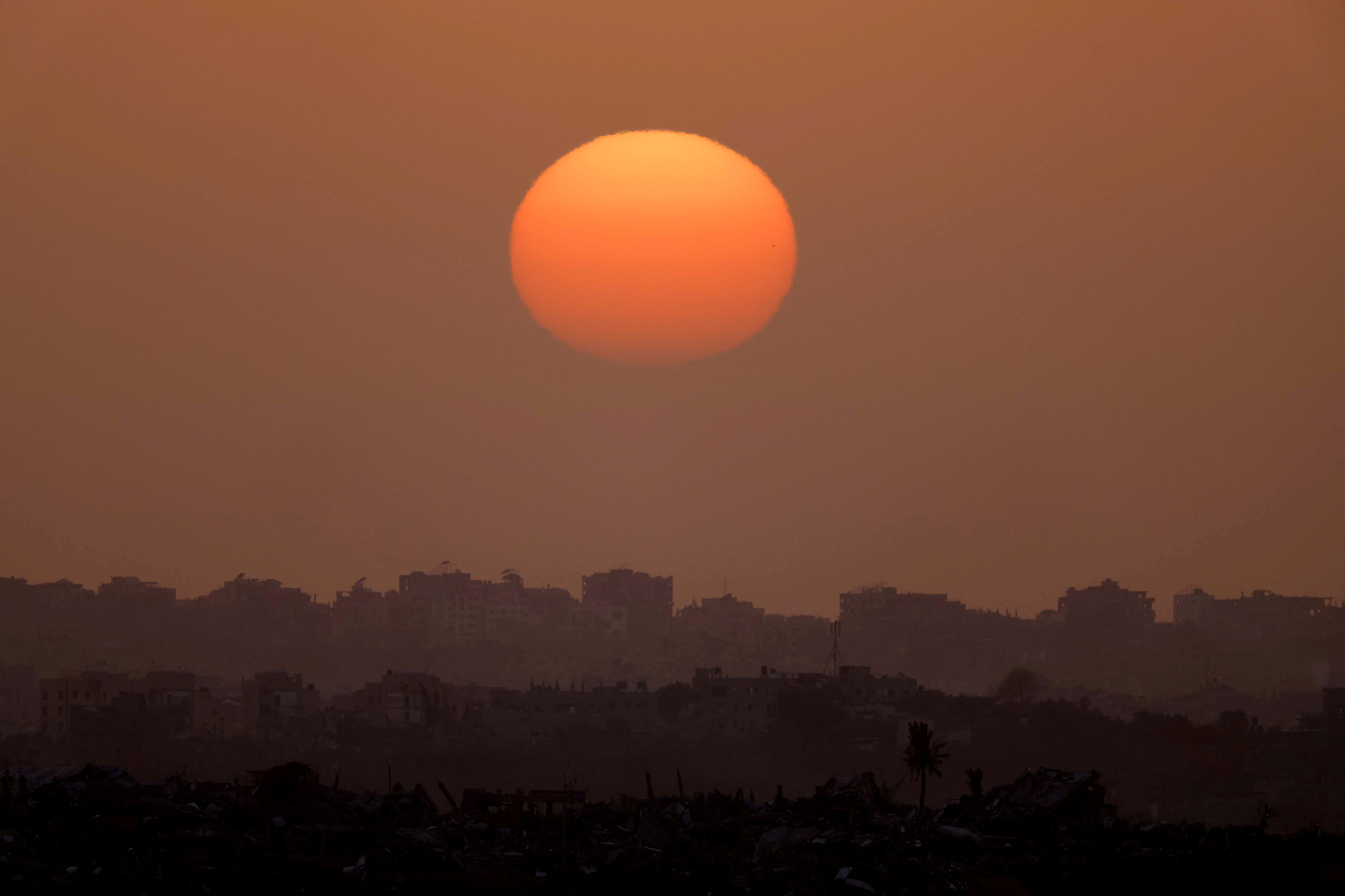 The sun sets over Gaza