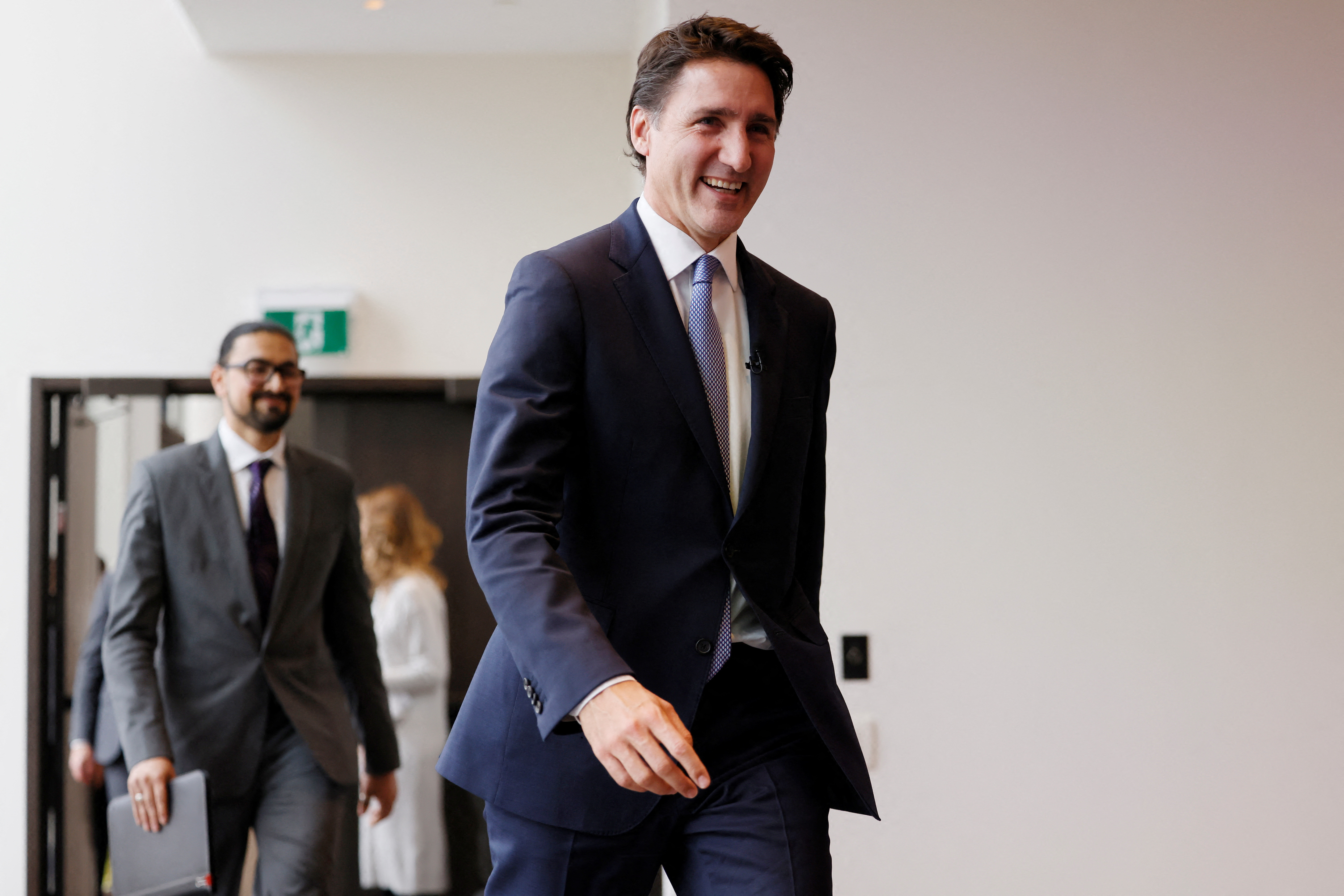 Canada's Prime Minister Justin Trudeau takes part in a climate change conference in Ottawa