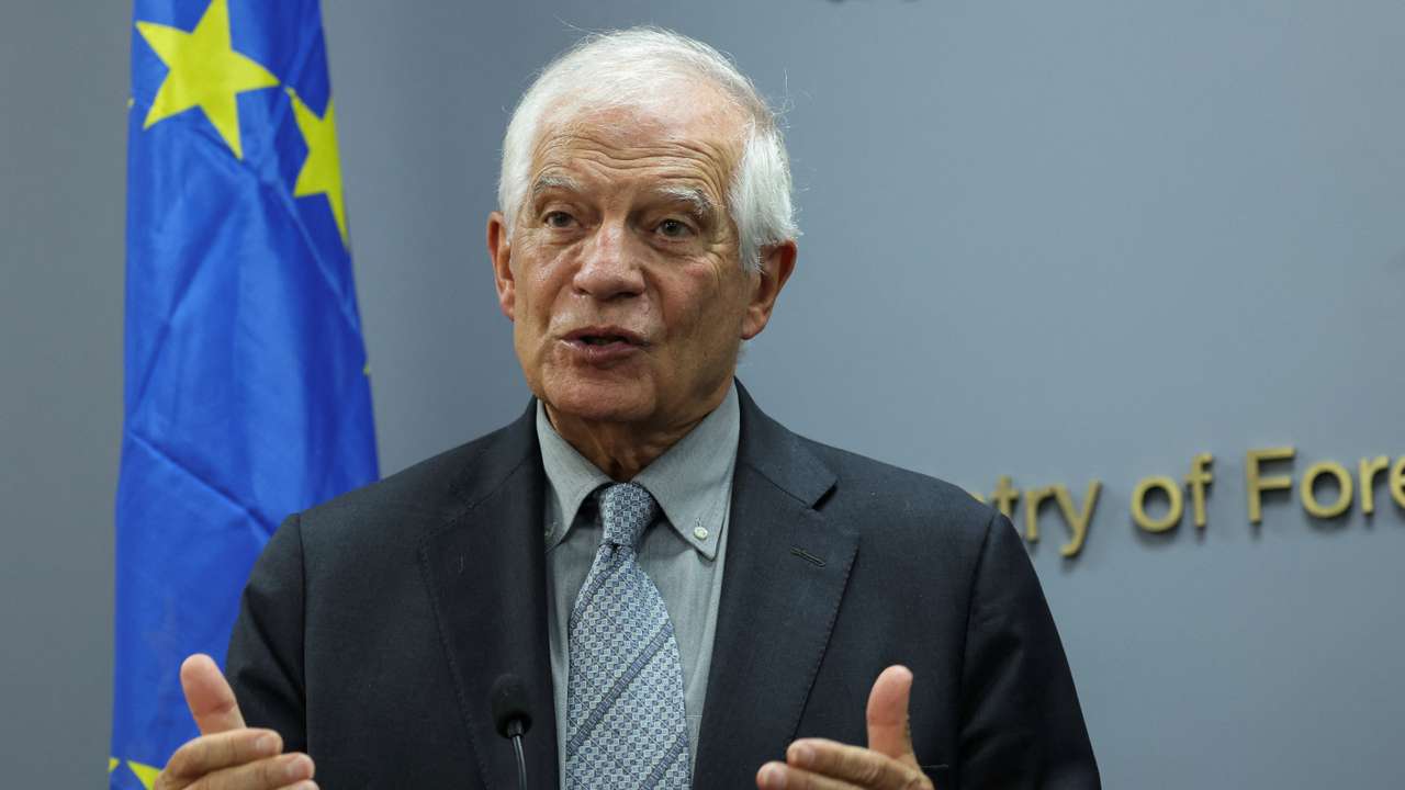 European Union foreign policy chief Josep Borrell attends a press conference with Lebanon's caretaker Foreign Minister Abdallah Bou Habib at the Ministry of Foreign Affairs, in Beirut