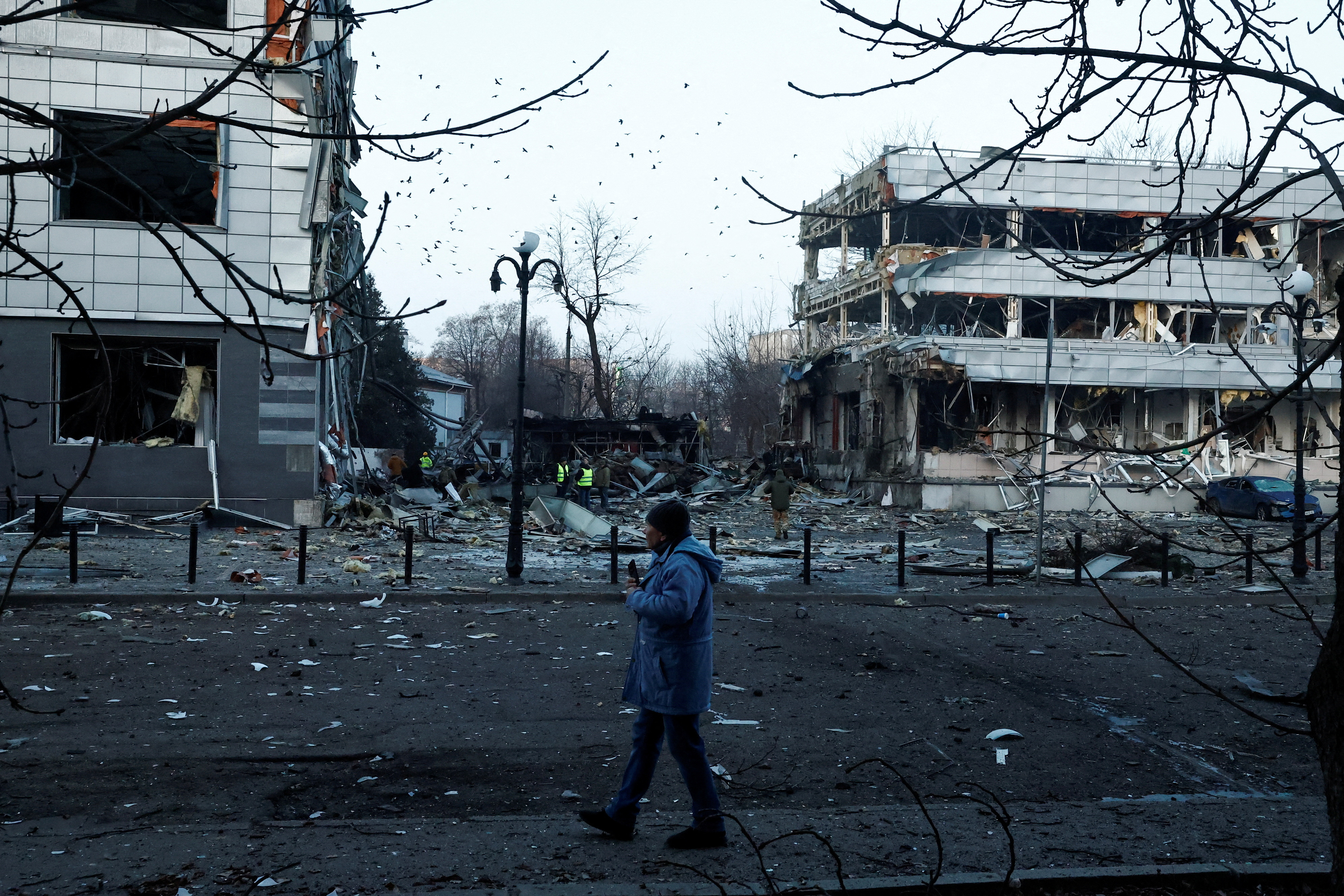 Aftermath of a Russian missile strike, amid Russia's attack on Ukraine, in Kyiv