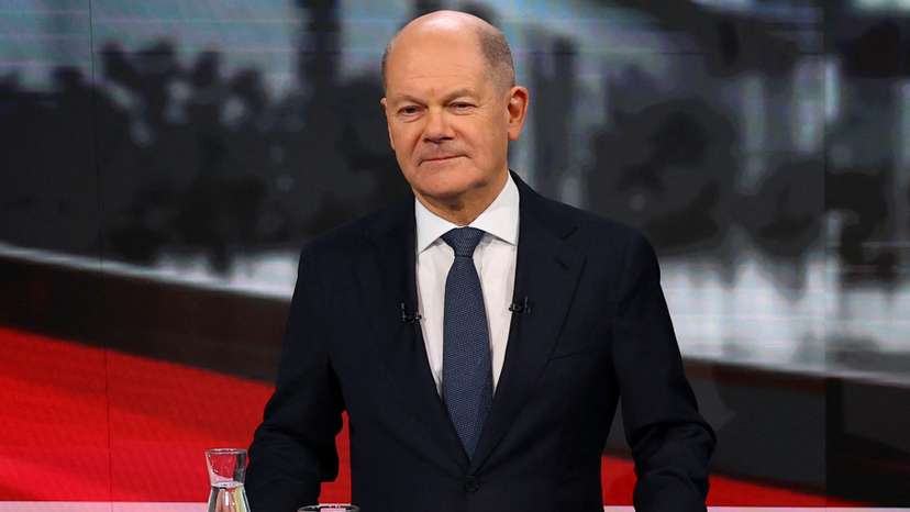 German Chancellor Scholz and CDU candidate for chancellor, Merz debate on Welt TV, in Berlin
