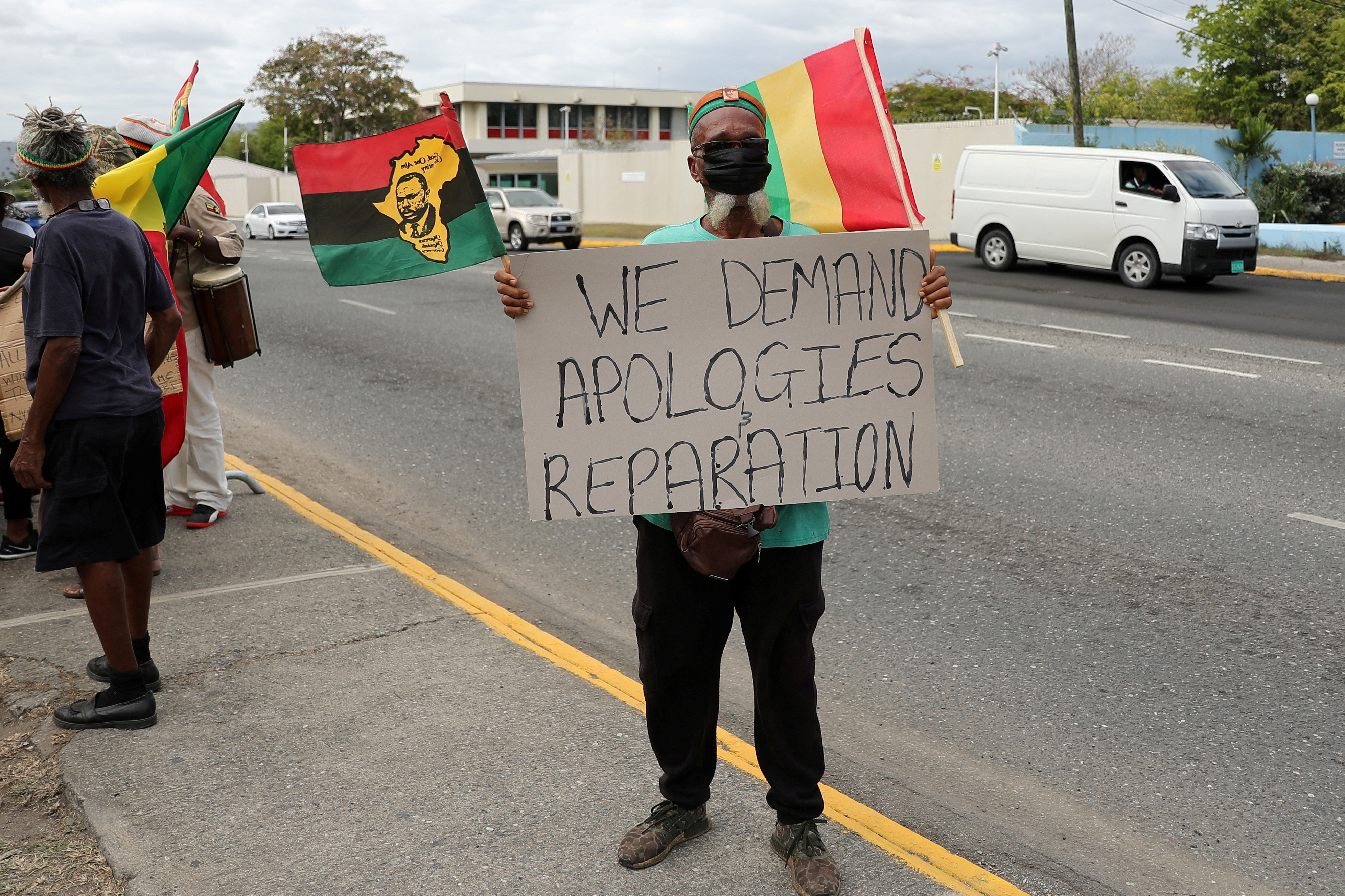 FILE PHOTO: Jamaican protesters demand slavery reparations ahead of Royal Family visit, in Kingston