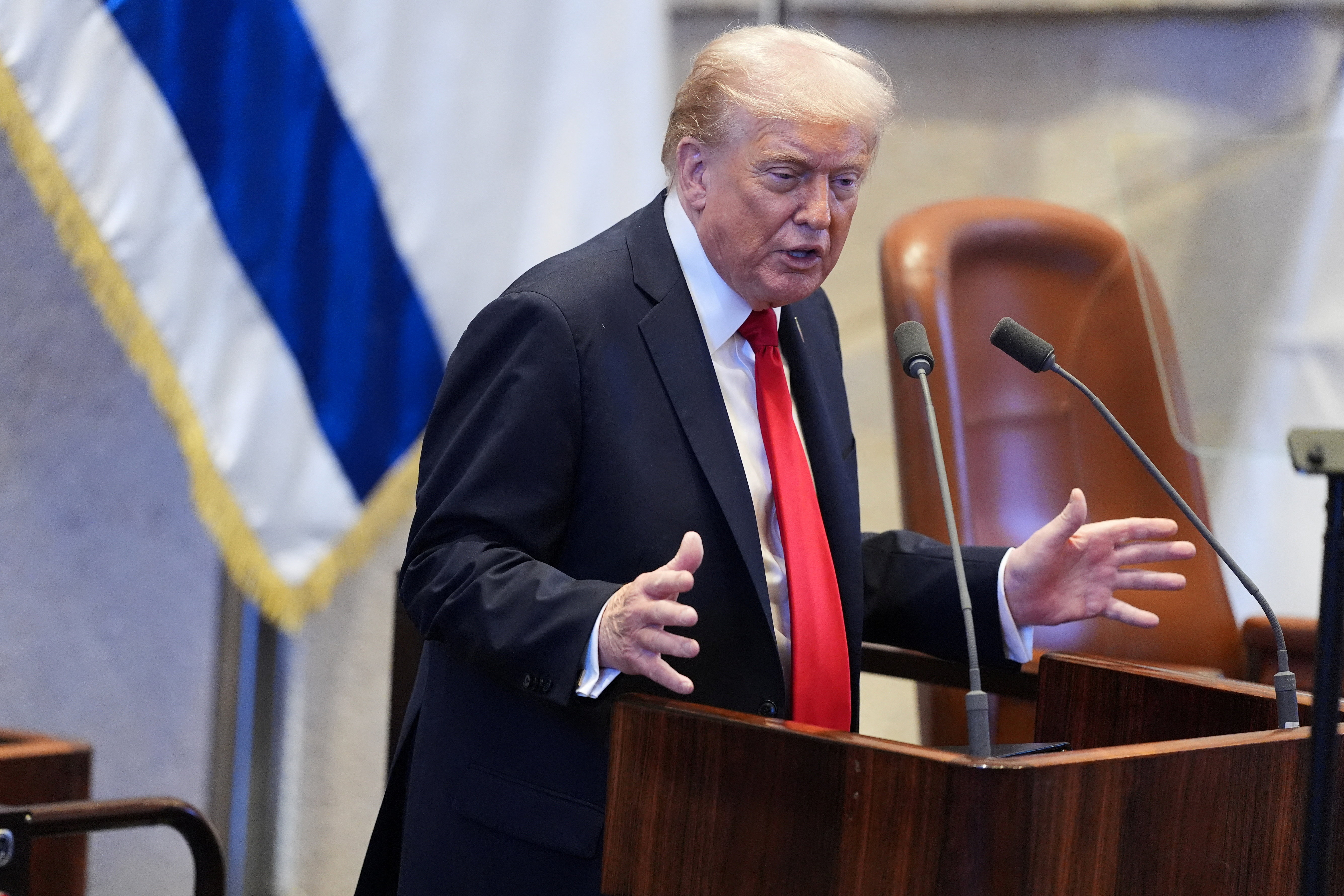 U.S. President Donald Trump addresses the Knesset in Jerusalem
