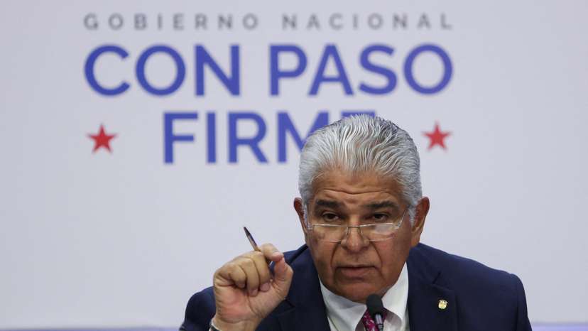 Panama's President Jose Raul Mulino holds a press conference, in Panama City