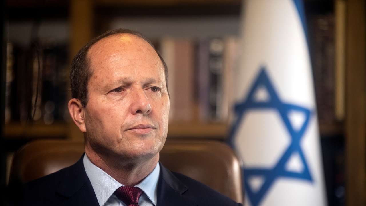 Former Jerusalem Mayor and Knesset member Nir Barkat speaks to Reuters in Jerusalem