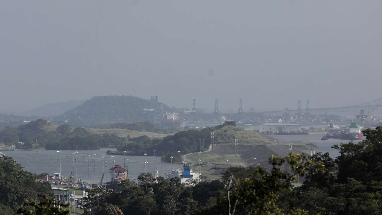 A general view shows the locks of the Panama Canal, in Panama City