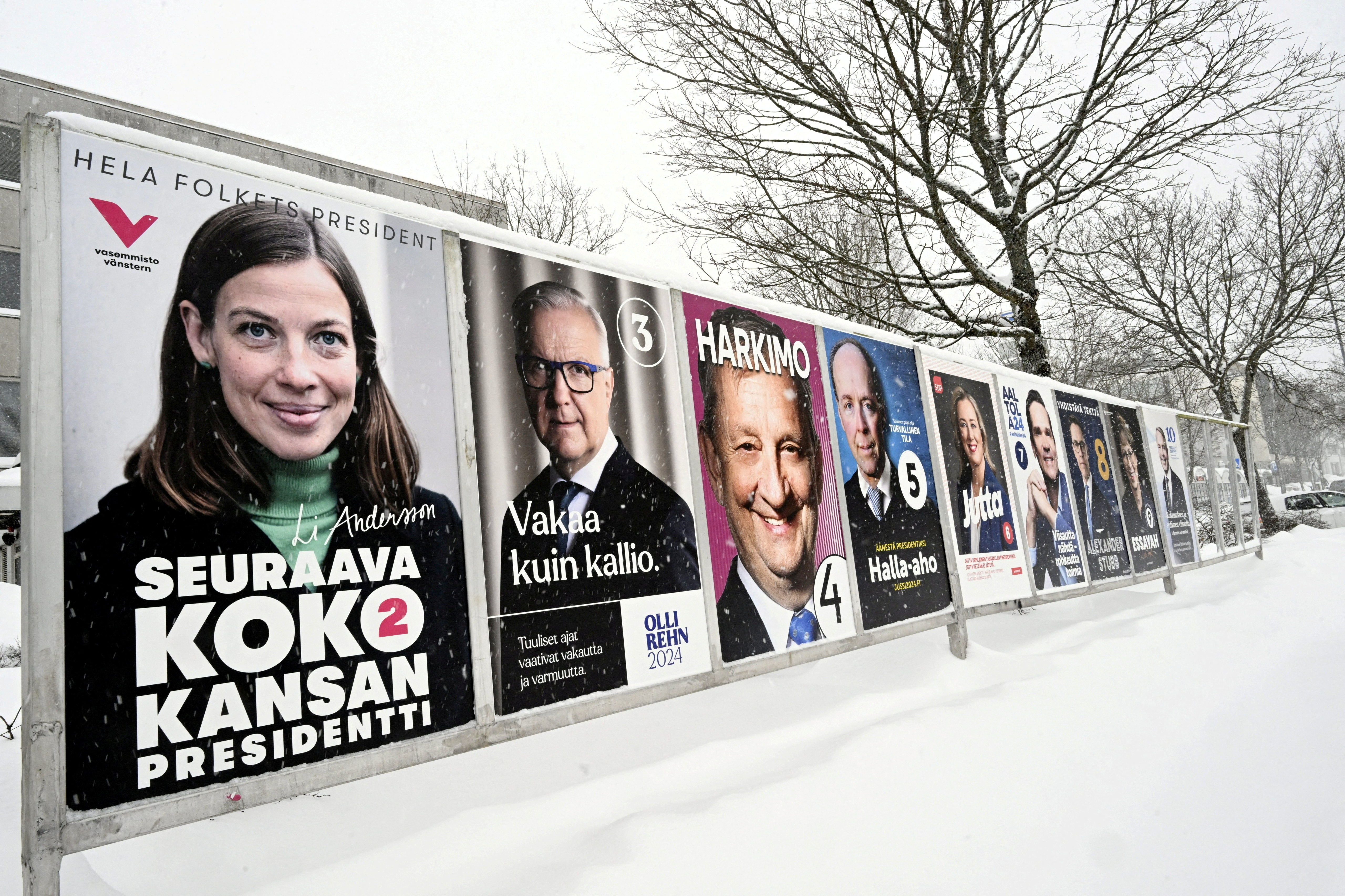 FILE PHOTO: Election posters ahead of Finnish presidential election