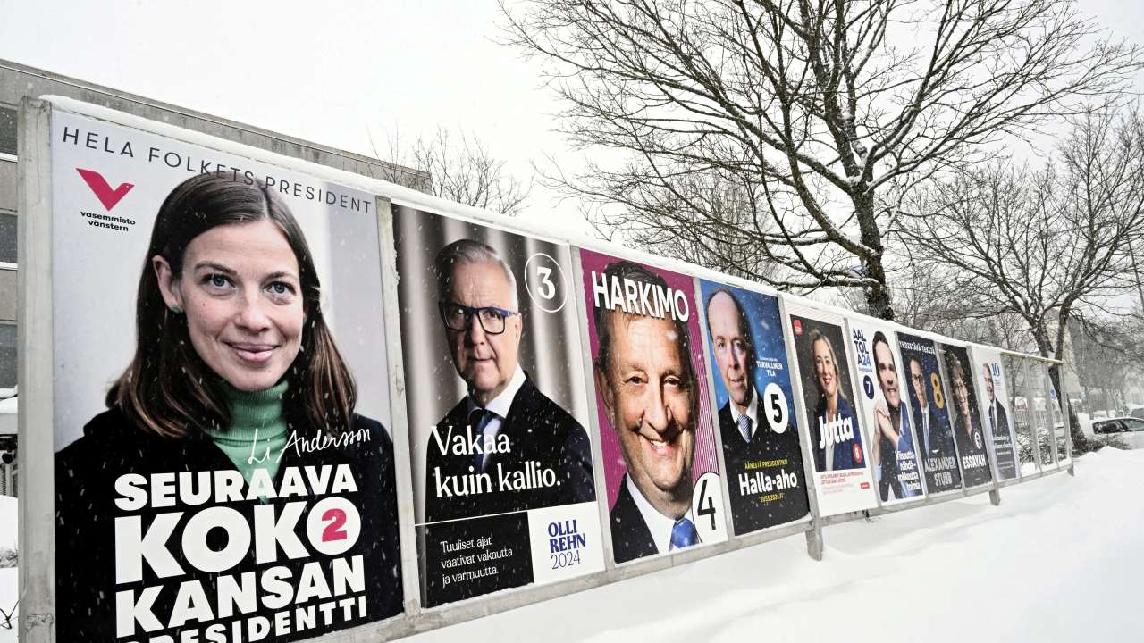 FILE PHOTO: Election posters ahead of Finnish presidential election