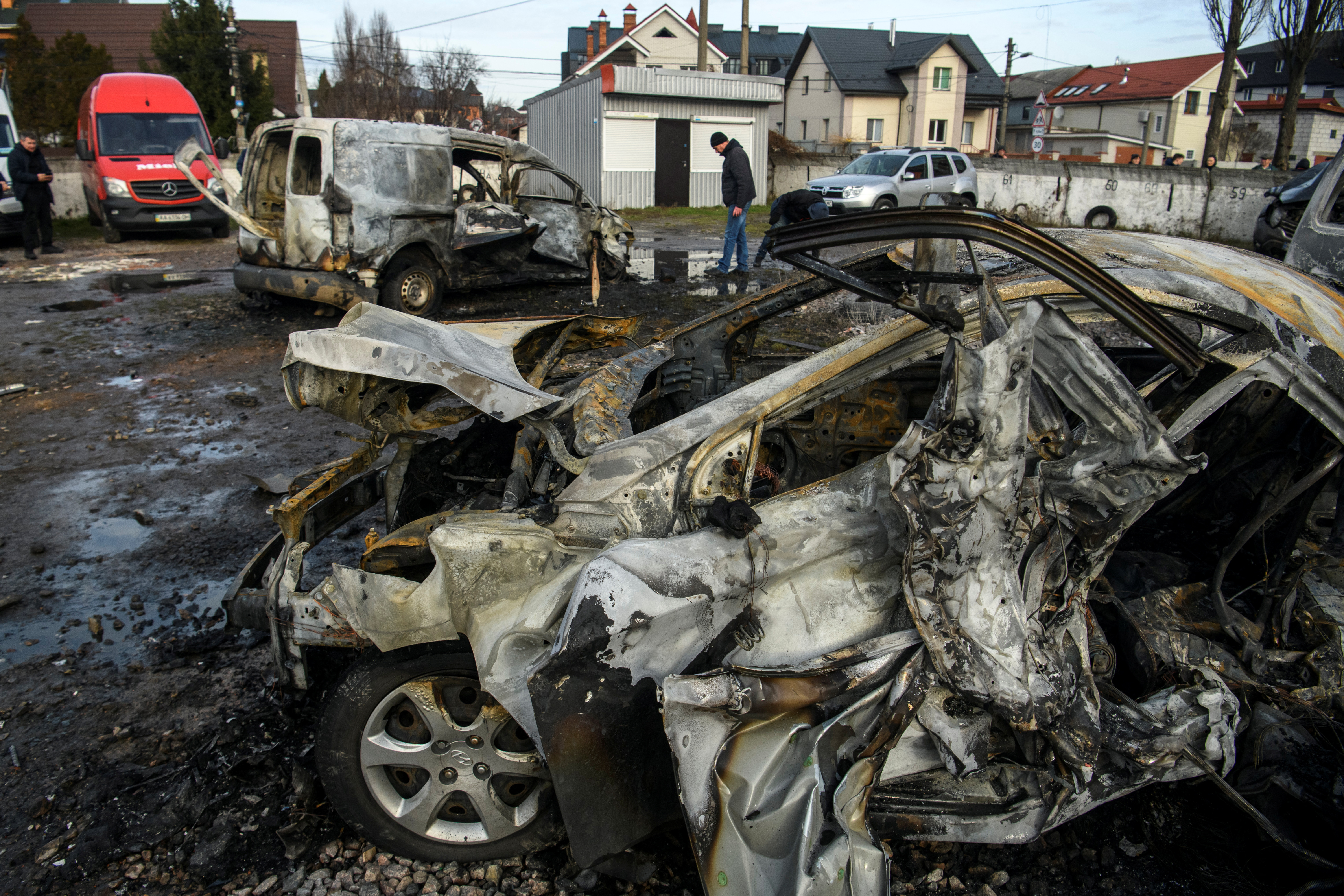 Aftermath of a Russian missile and drone attack in Kyiv