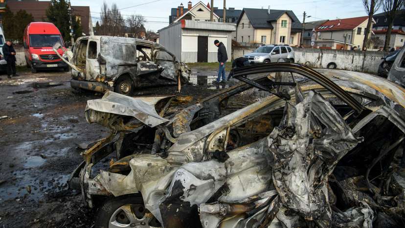 Aftermath of a Russian missile and drone attack in Kyiv