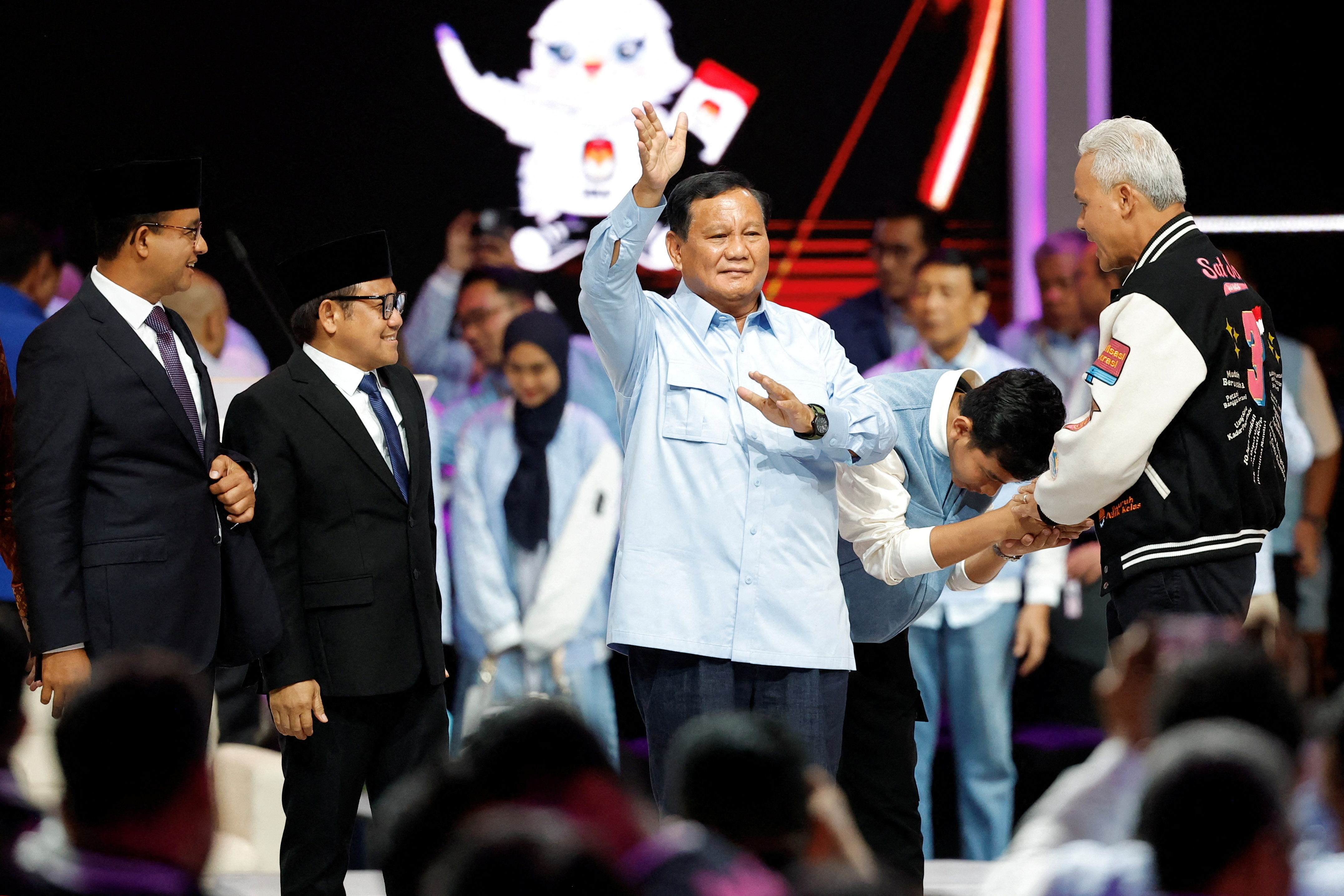 FILE PHOTO: Presidential candidates debate in Jakarta