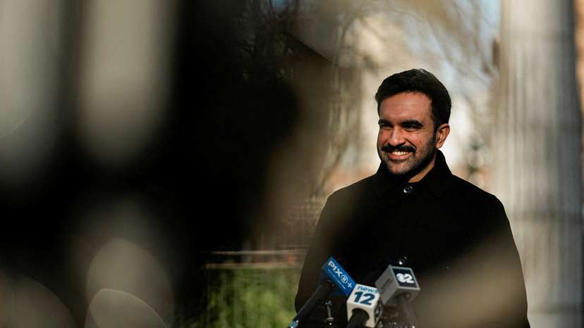 FILE PHOTO: New York City mayor-elect Zohran Mamdani speaks during a press conference in New York