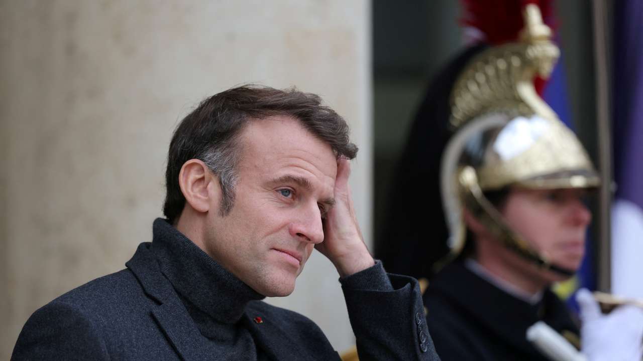 French President Macron at the Elysee Palace in Paris