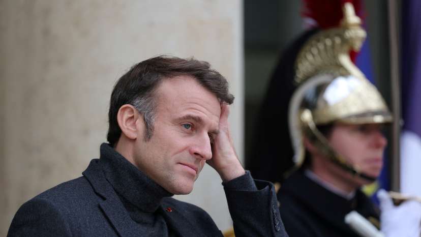 French President Macron at the Elysee Palace in Paris