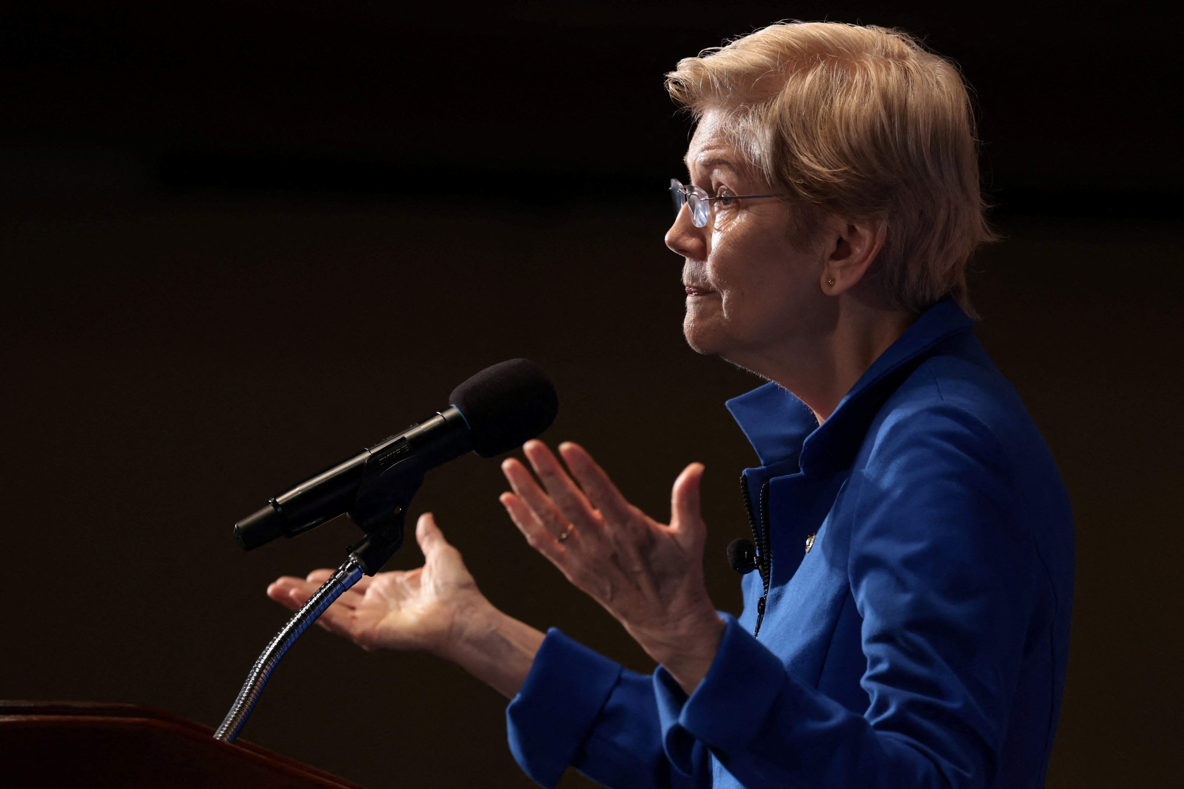 U.S. Senator Warren speaks about the future of the Democratic Party in Washington