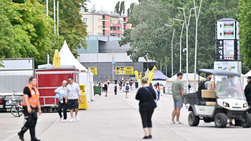 General view outside Happel stadium after Taylor Swift's three concerts in Vienna this week were canceled