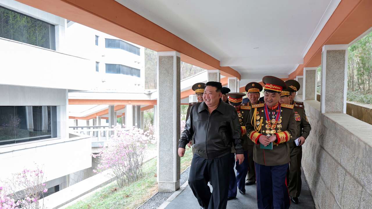 North Korean leader Kim Jong Un visits a military university