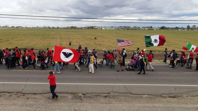 FILE PHOTO: Supporters of farm labor unions march to mark Cesar Chavez Day in California