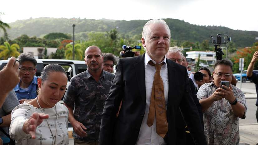WikiLeaks founder Julian Assange appears at a U.S. District Court in Saipan